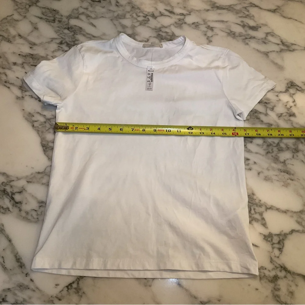 NWT Madewell Cotton Perfect Crewneck White TShirt pallet dust washed by hand - Picture 6 of 16